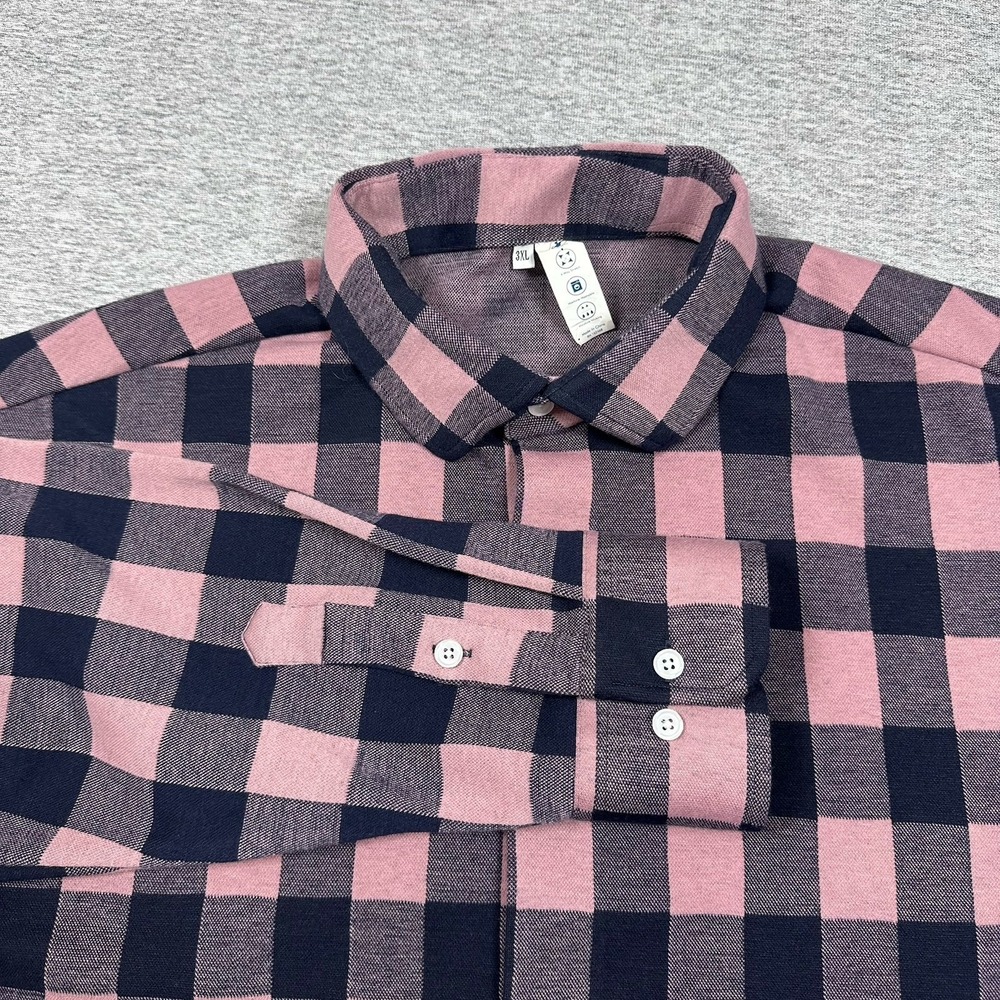 State & Liberty Shirt Mens 3XL Blue Pink Plaid Flannel Athletic Button Down